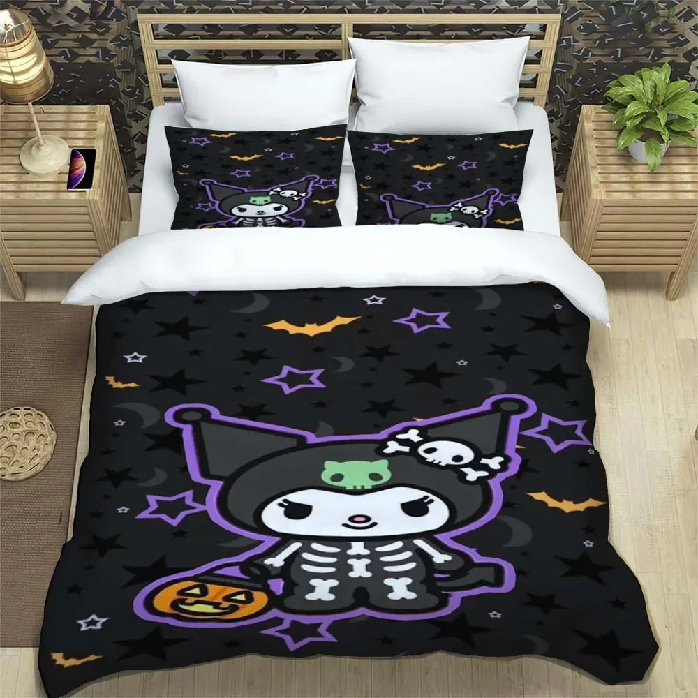 Cartoon Image Kuromis Pattern Quilt Cover With Pillowcases 3D Digital Printed Bedding Set Twin Full Queen 18 - Kuromi Shop